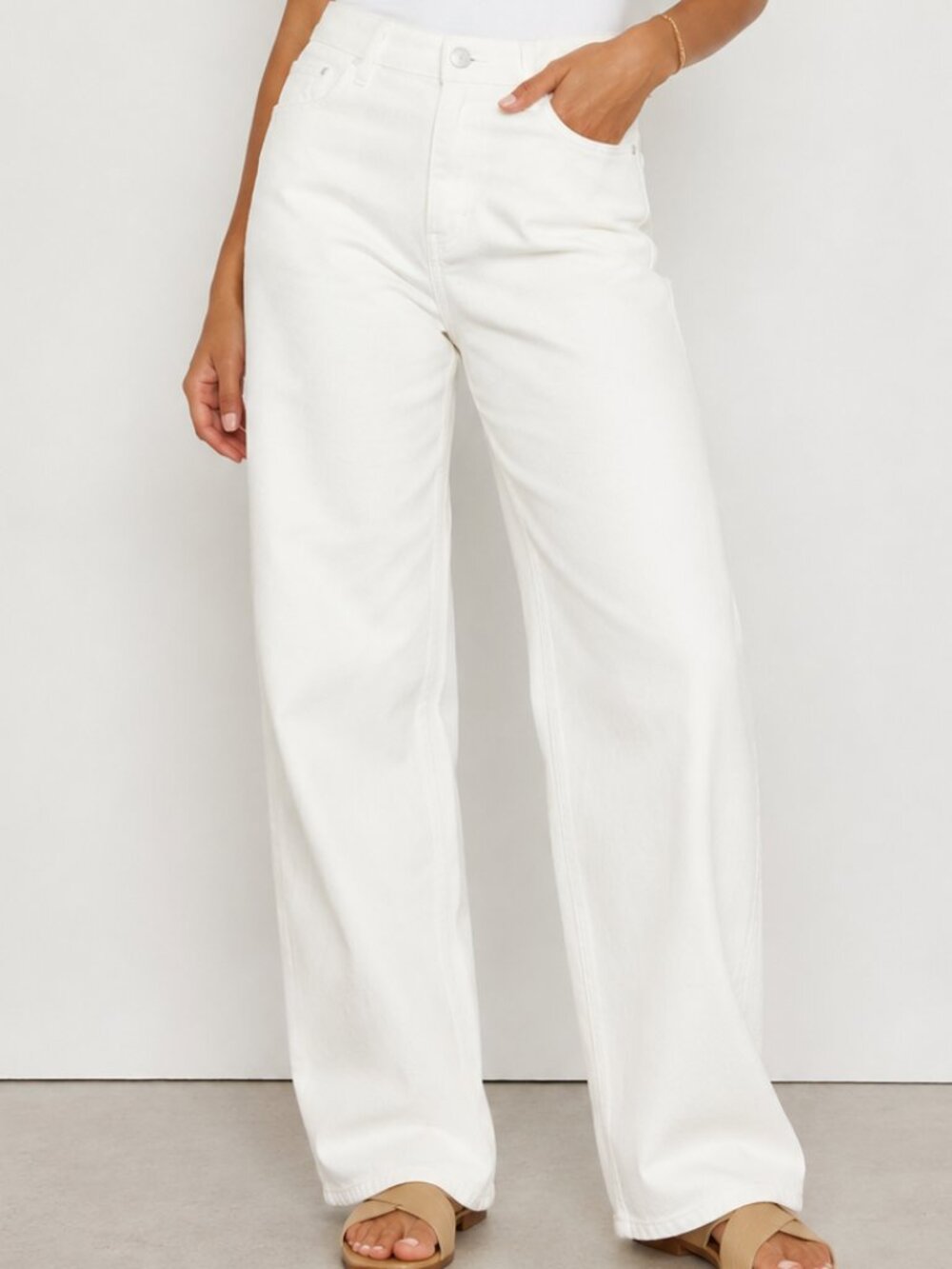 Good American Twill Good Barrel Pants – Cloud White – Size 10 / 30